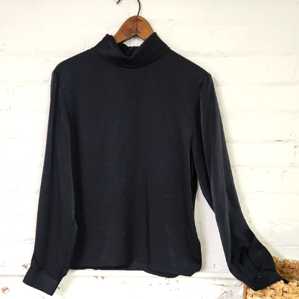 Elegant Black Women's Top Pendelton Size 12 High Neck